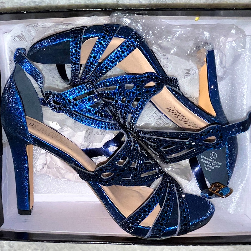 Navy De Blossom Collection Studded Heels